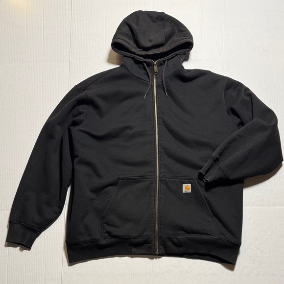 Carhartt Other - CARHARTT Men's Black Sherpa Lined Hooded Zip-Up Jacket Cotton Poly Blend Size XL
